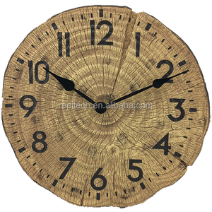 12 Inch Indoor Outdoor Faux <b>Wood</b> Polyresin <b>Wall</b> <b>Clock</b> - Product Image 1