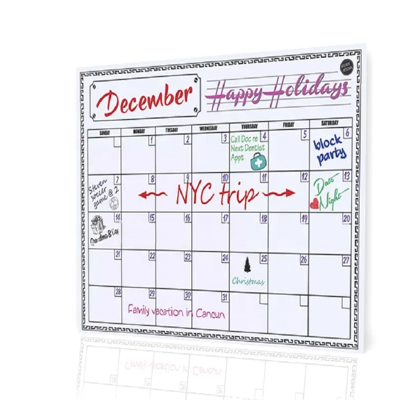 Koelkast Magnetische Memo Pad Custom Whiteboard Maandelijkse Planner Droge Wissen Gelamineerd Muur Kalender Voor Keuken Koelkast