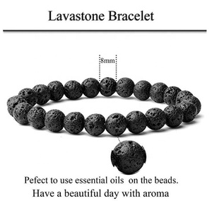 8mm Natural Healing lava Stone <strong>Gemstone</strong> <strong>Bracelet</strong> Chain Rock Essential Oil Diffuser Stretch Lava Rock Beaded <strong>Bracelets</strong> - Product Image 6