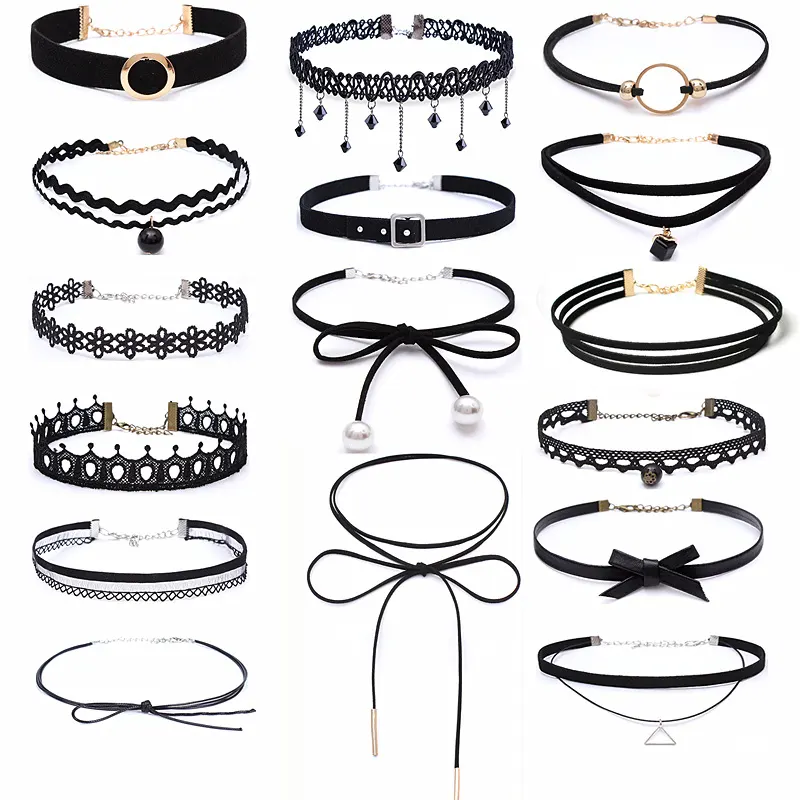 Черное Кружевное бархатное ожерелье-чокер, многослойные ювелирные изделия на заказ, Женские Ювелирные изделия, оптовая продажа, новый стиль, набор чокеров