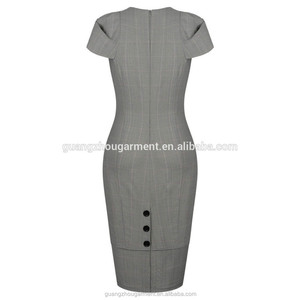 Celeb — robe de bureau moulante col carré pour femme, vêtement féminin d'ourlet à boutons, col carré manches courtes, tenue de boutique, vente en gros, <span class=keywords><strong>2022</strong></span> - Product Image 4