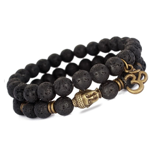 Bracciale da uomo 8mm pietra lavica bronzo Buddha perline Lucky Yoga Energy polso Mala OM <span class=keywords><strong>bracciali</strong></span> - Product Image 2