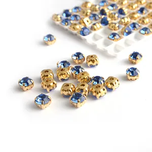 Pengaturan Cakar Emas Perak Jahit Berlian Imitasi dengan Pengaturan Cloaw Batu Kaca Kristal untuk Aksesori Dekorasi Pakaian