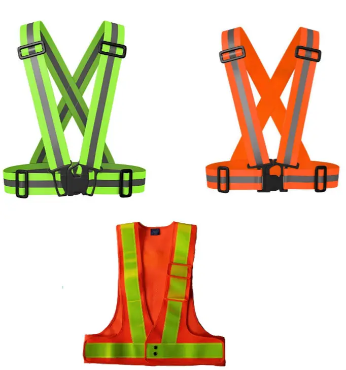 adult kid high visibility elastic adjustable fluorescent yellow orange pink safety reflective belt vest jacket in construction