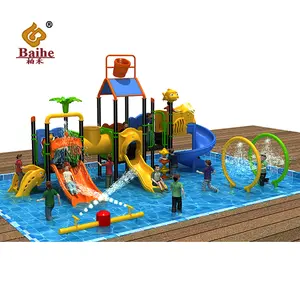 Anaokulu açık kamu plastik + galvanizli çelik oyun alanı oyun alanı ekipmanları su parkı açık plastik slaytlar