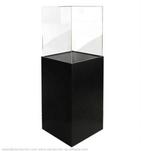 Vitrine de musée Présentoir de socle en acrylique noir blanc Vente en gros Présentoir de piédestal de musée en acrylique transparent