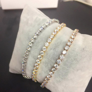 Jietao高级ウェディングクリスタルブレスレットCZ Paveブラスジュエリー調整可能スライド幾何学形状偽人工金ダイヤモンド - Product Image 5