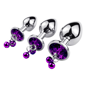 3 Maten Hart Vorm Diamant Basis Decoratie Anale Plug Met Belletjes Butt Plug Met Ketting Kits - Product Image 1