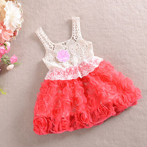Venta al por mayor unique pink rose red kids girl vestido de noche - Product Image 3