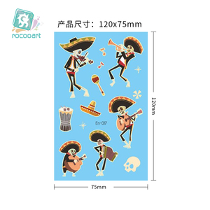 Nuovo incandescente il viso scuro del fumetto adesivo del tatuaggio del giorno del cranio morto tatuaggio temporaneo per le decorazioni di Halloween adesivi - Product Image 2