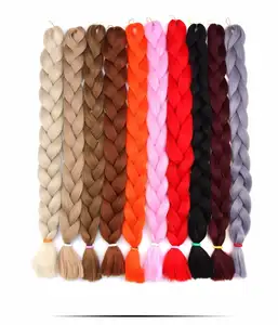 价格便宜的单一颜色巨型辫子七彩165g 82英寸合成编织头发圣诞节