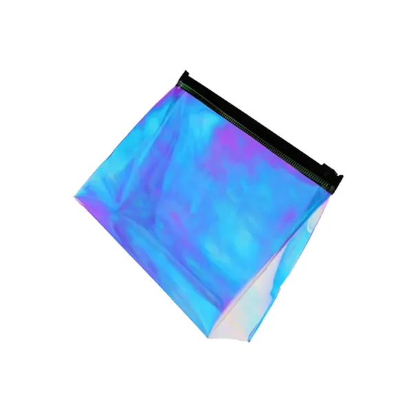 Bolsa holográfica de pvc transparente brillante a la moda, bolsa de maquillaje de viaje para mujer