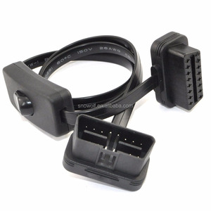 OLLGEN Ultra Slim 16 Pin Male to Female OBD 2 OBDII Extension <strong>Cable</strong> With Switch Type Adapter Connector Cord