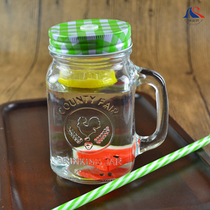 Quận công bằng ruster Glass uống Jar với tinplate nắp 16oz Glass Mason lọ Libby 1841 với Rơm & nắp uống chai - Product Image 5