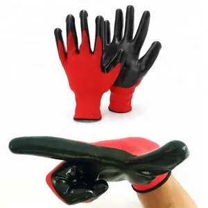 Polyester liner hand protection safety black nitrile gloves malaysia