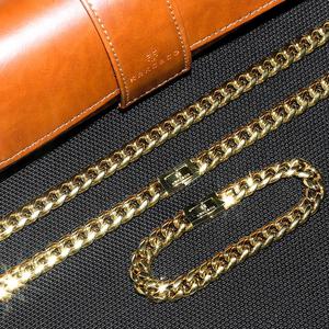 KRKC & CO-Conjunto de joyería de Hip-Hop de 10mm, <span class=keywords><strong>oro</strong></span> de <span class=keywords><strong>18K</strong></span>, 24 pulgadas, <span class=keywords><strong>cadena</strong></span> de eslabones cubanos de Miami de 8,5 pulgadas, conjunto de pulsera de <span class=keywords><strong>cadena</strong></span> cubana de acero inoxidable - Product Image 1