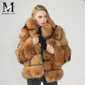 Chaqueta de piel de <span class=keywords><strong>mapache</strong></span> Real para mujer, moda al por mayor, abrigo de piel Natural personalizado, cálido para invierno - Product Image 3