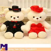 Cadeaux de mariage, ours en peluche pour couple en robe de mariée