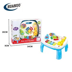 Huantoys oyuncaklar 2 1 çok fonksiyonlu bebek aktivite zürafa eğitim masası tulumları çocuklar için öğretici oyuncaklar müzik aktivite oyun masa