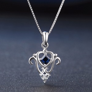 <span class=keywords><strong>Collana</strong></span> con Pendente a Forma di Fiore Naturale in <span class=keywords><strong>Zaffiro</strong></span> <span class=keywords><strong>Blu</strong></span> Quadrato da 3mm, Argento Sterling 925, Regalo di Nozze, Stile Trendy NI055 - Product Image 3