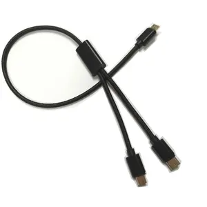 Hot Sell USB 2.0 Micro MaleにMale Y Splitter Type C & Micro 5 Pin Data Charge Cable Cord