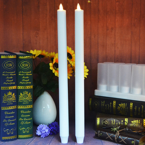 Battery Operated 15 Inch Moving Flame White Led <strong>Taper</strong> <strong>Candles</strong> - Product Image 1