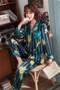 Logo personalizzato <span class=keywords><strong>di</strong></span> Corrispondenza Pigiama Famiglia PJs da notte <span class=keywords><strong>di</strong></span> una <span class=keywords><strong>coppia</strong></span> <span class=keywords><strong>di</strong></span> notte vestito uomo e le donne ragazzo e ragazze Button-Front raso pigiama set - Product Image 5