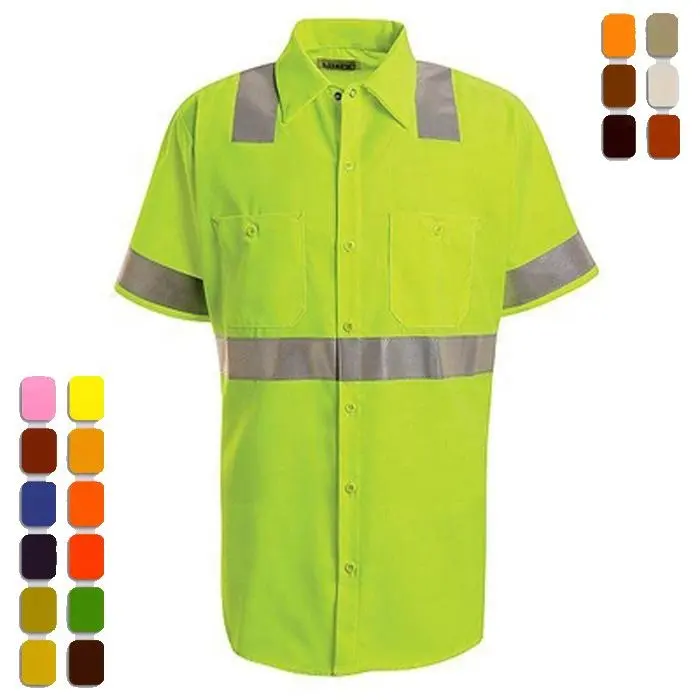 fluorescent yellow high visibility reflective safety shirt