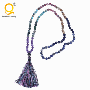 Collar de cuentas de piedra de 108 cuentas, collar de oración budista tibetano Mala - Product Image 1