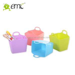 Promotional <strong>Soft</strong> Plastic Desk Organization Mini PE <strong>Storage</strong> <strong>Basket</strong> with Handle - Product Image 2