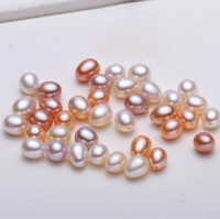 Perles naturelles pour eau douce, de forme ovale, forme de riz, gouttes, naturelles, semi-percées, sans trous, de 9-7-8mm