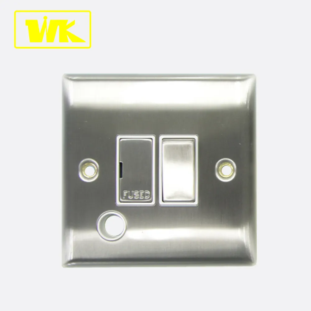 WK Stainless Steel 13A Double Pole Fused Connection Unit Switched Fused Spur with Cable Outlet