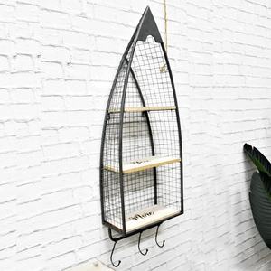 Mensole da Parete <span class=keywords><strong>Vintage</strong></span> Cinesi a Forma di Barca, Arredamento Industriale in Metallo, Scaffale Galleggiante in Ferro - Product Image 3