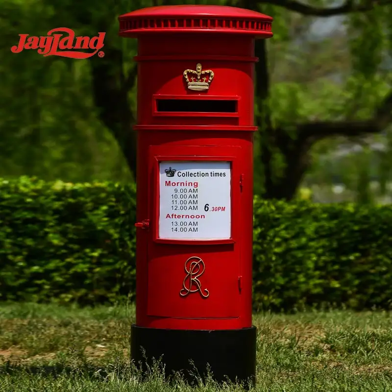 Kırmızı metal posta kutusu, vintage posta kutusu, dökme demir posta kutusu