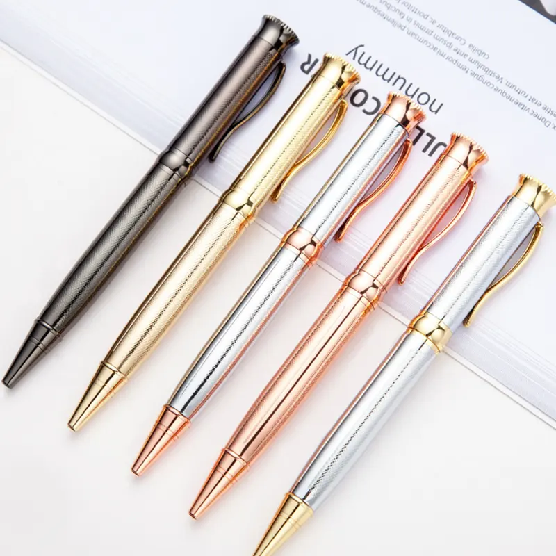 Novo Design Elegent Cromo Ouro Rosa caneta esferográfica de Metal/Subiu torção ouro fino de metal caneta esferográfica canetas esferográficas