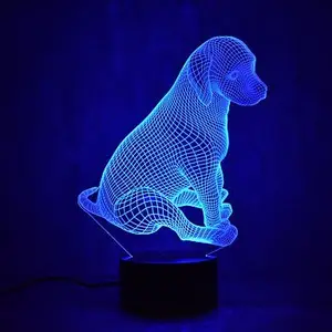 3d-светодиодная лампа в виде животного, Ночной светильник, настольная лампа с оптической иллюзией и сенсорным управлением, 7 меняющихся цветов