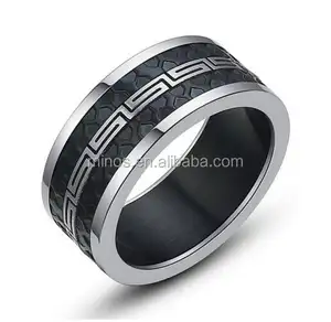 In Acciaio Inox Motivo Chiave Greco E Nero Struttura In Gomma 10mm Mens Wedding Band Ring, di modo Greco Portachiavi