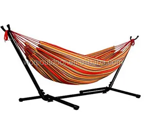 A Hammock Woqi Best-selling Outdoor Indoor Nylon Cotton Double Hammock With Space-Saving Steel Stand