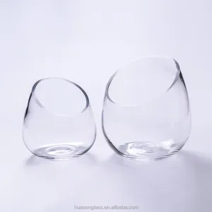 Hand blown bevel clear replacement glass candle holder wholesale