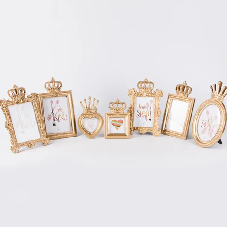Couronne dorée en résine, cadre d'images de mariage, décoration de maison, 8mm