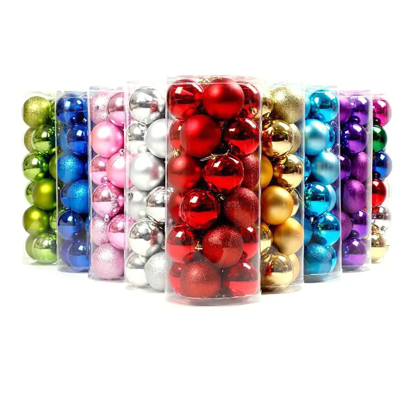 Bolas colgantes de plástico inastillables, decoraciones navideñas de colores, 3CM, 24 Uds.