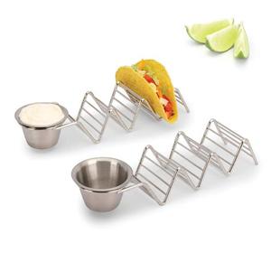 Lot de 2 supports à tacos mexicains en acier inoxydable, 3 supports de rangement pour tacos à coque dure avec tasse à sauce pour la cuisson au lave-vaisselle - Product Image 1
