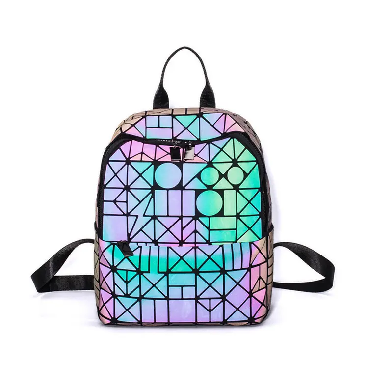 Mochila geométrica refletiva, recém-chegada, bolsa geométrica, holográfica, luminosa