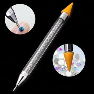 Dual-Ended Wax Nail Rhinestone Picker Pen Puntjes Acryl Handvat Gem Pick Up Applicator Tool Zelfklevende Dot hoofd Tips - Product Image 2