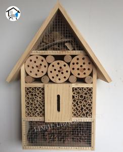Insetto in legno naturale Hotel e casa delle api con bambù-per le api solitarie farfalla coccinella signora insetto - Product Image 5