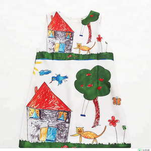 Abito senza maniche di alta qualità con stampa Graffiti Tree House / Abito <span class=keywords><strong>da</strong></span> bambina con cartoni animati - Product Image 1