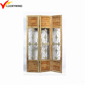 Luckywind Bản Lề Phân Vùng Cổ Điển Trang Trí Màn Hình Gập Bằng Gỗ Nguyên Khối - Product Image 3