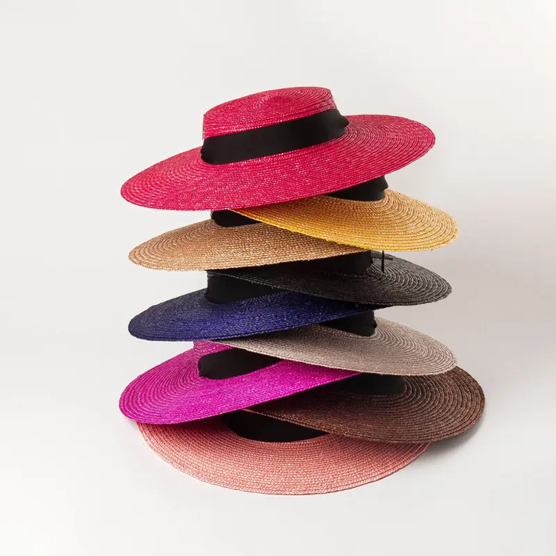 2023 nouveaux chapeaux de soleil de plage pour femmes, de luxe, à la mode, colorés, Style de station d'accueil, chapeau de paille pour dames avec ruban de menton, été