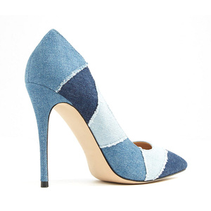 Moda estiva design <span class=keywords><strong>denim</strong></span> colorato punta a punta tacchi alti <span class=keywords><strong>scarpe</strong></span> per pompe da <span class=keywords><strong>donna</strong></span> <span class=keywords><strong>scarpe</strong></span> da <span class=keywords><strong>donna</strong></span> sexy tacchi personalizzati - Product Image 2