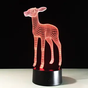 हिरण 3D रात को प्रकाश 7 रंग बदले एलईडी 3D दीपक ऊर्जा बचत बच्चे सो प्रकाश जन्मदिन का तोहफा कमरे में बैठे रोशनी